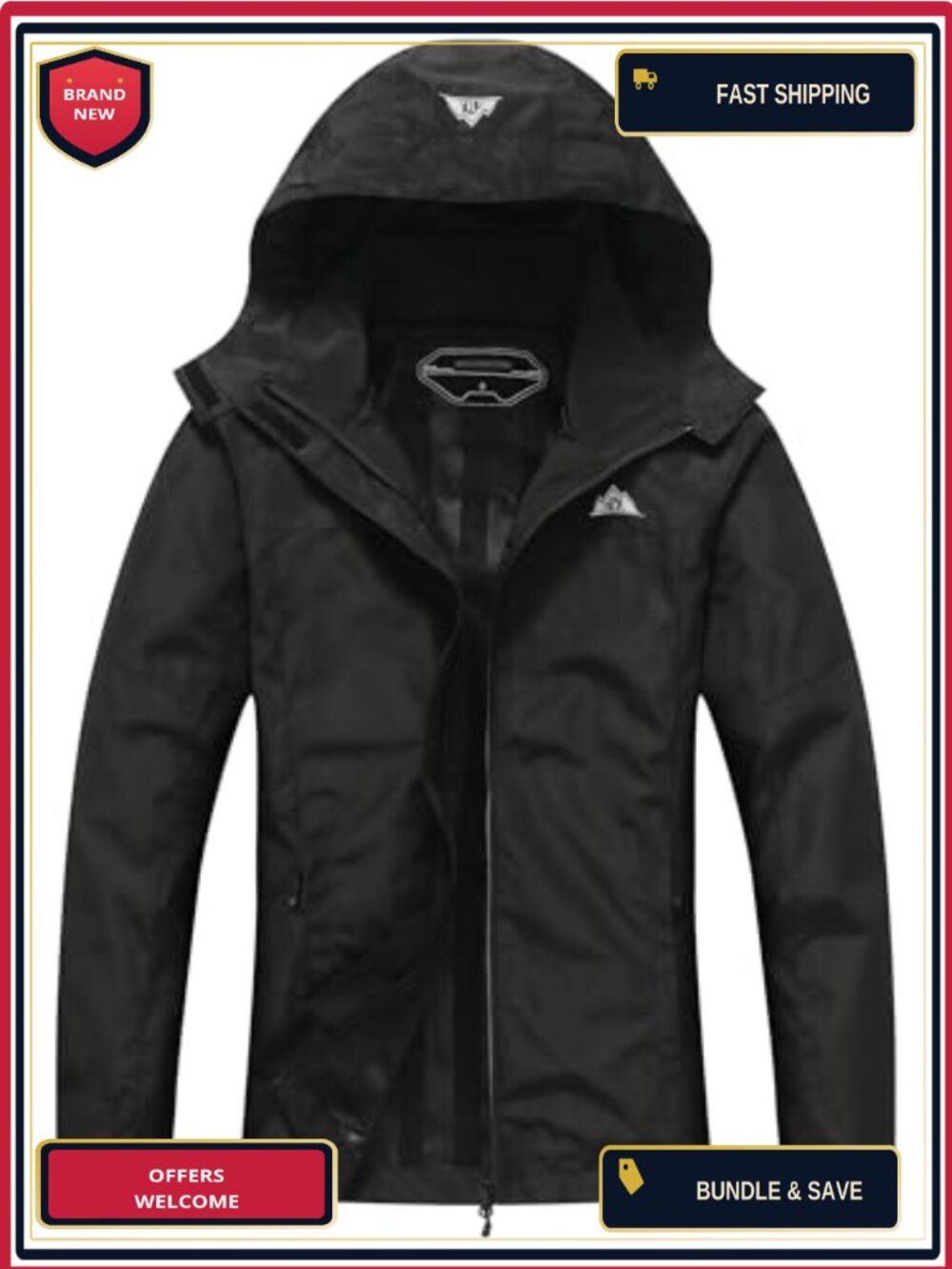 Waterproof Rain Jacket Hooded Lightweight Packable Windbreaker